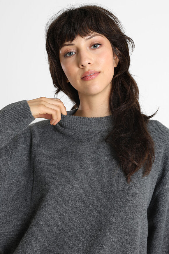 Pull ample en tricot - Gris foncé