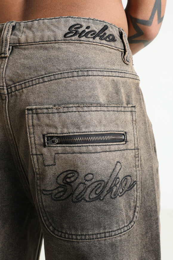 Jeans droit - Noir/Brun