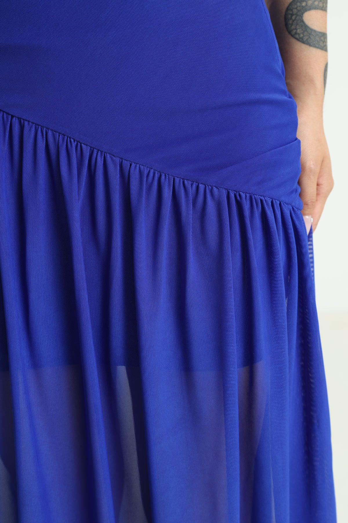 Long bandeau mesh dress - Royal Blue