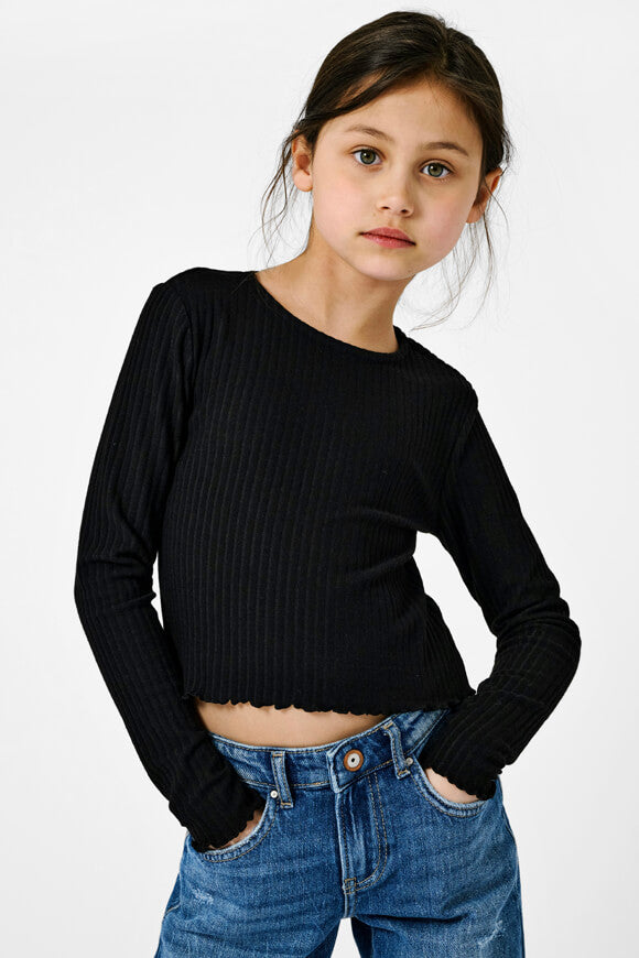 KOGNELLA geripptes Langarmshirt - Black