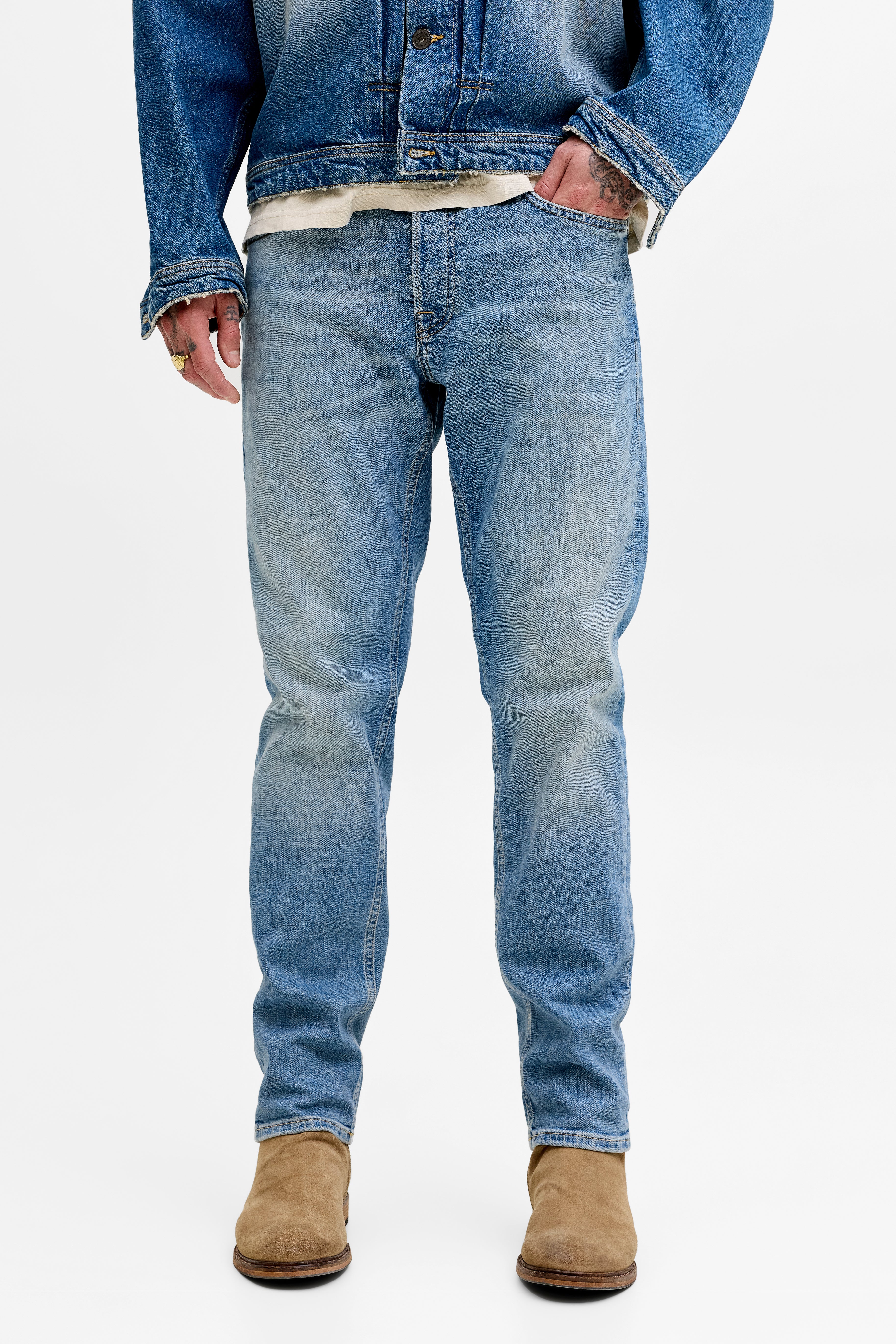 JJIMIKE JJORGINAL Tapered Fit Jeans L32 - Blue Denim