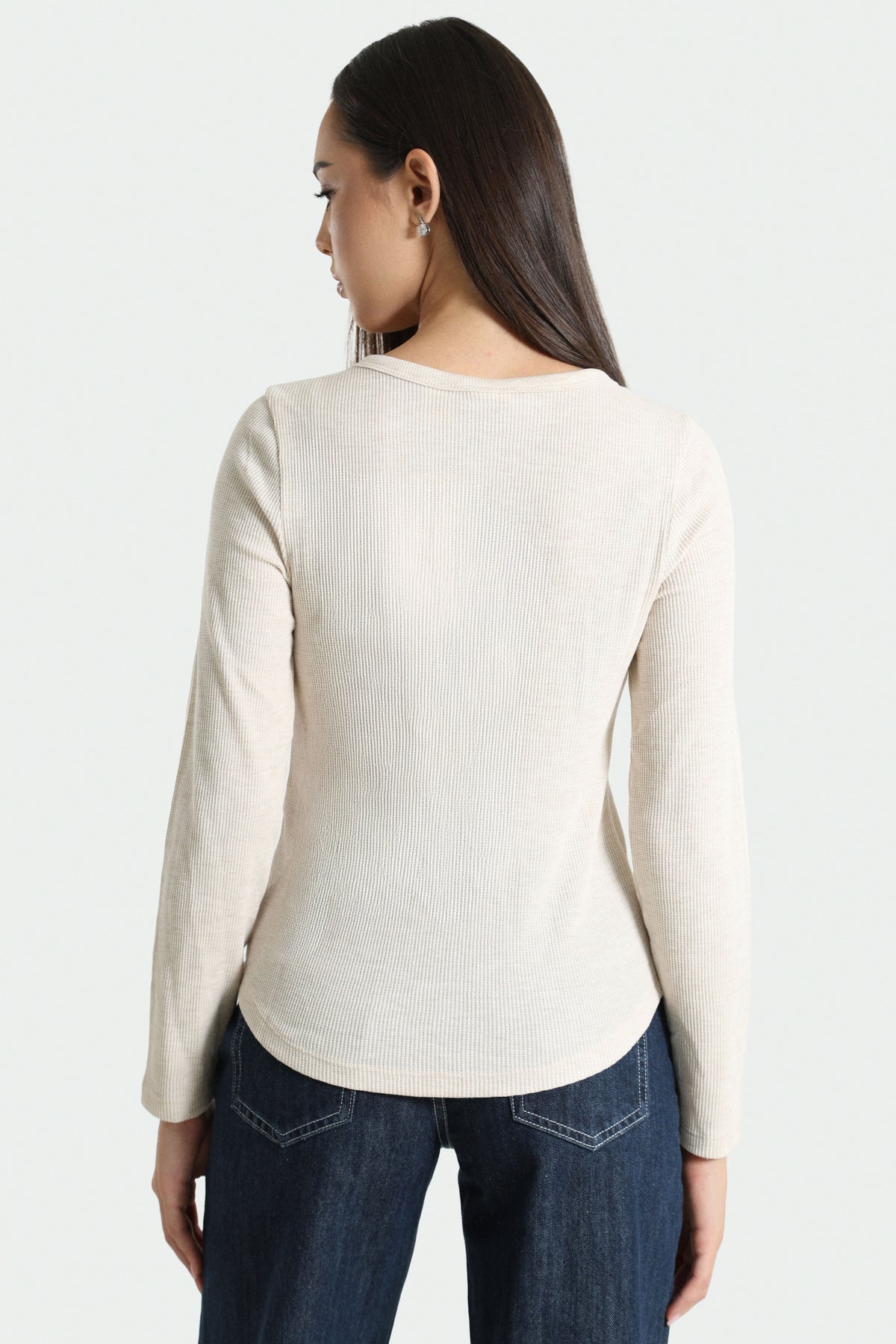 Langarmshirt aus Waffelstoff - Oatmeal Heather B0279 Bros