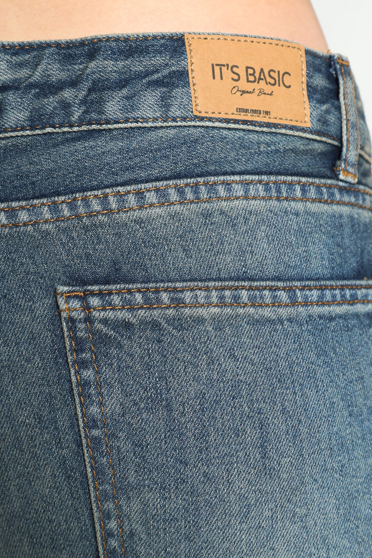 Wide Leg Jeans mit Nieten und Strass - Dark Blue Denim