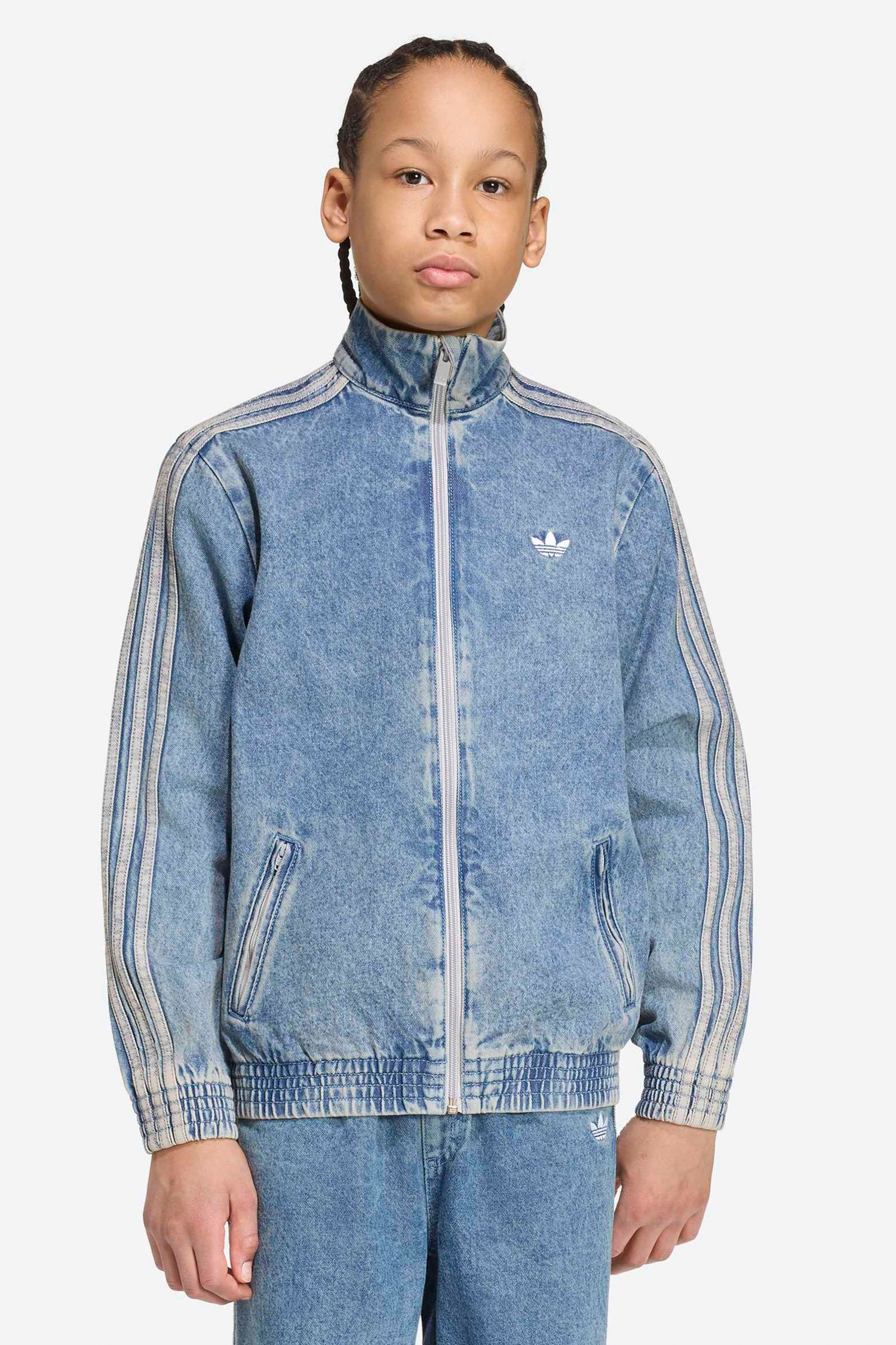 Firebird denim track jacket - Worn Blue Denim