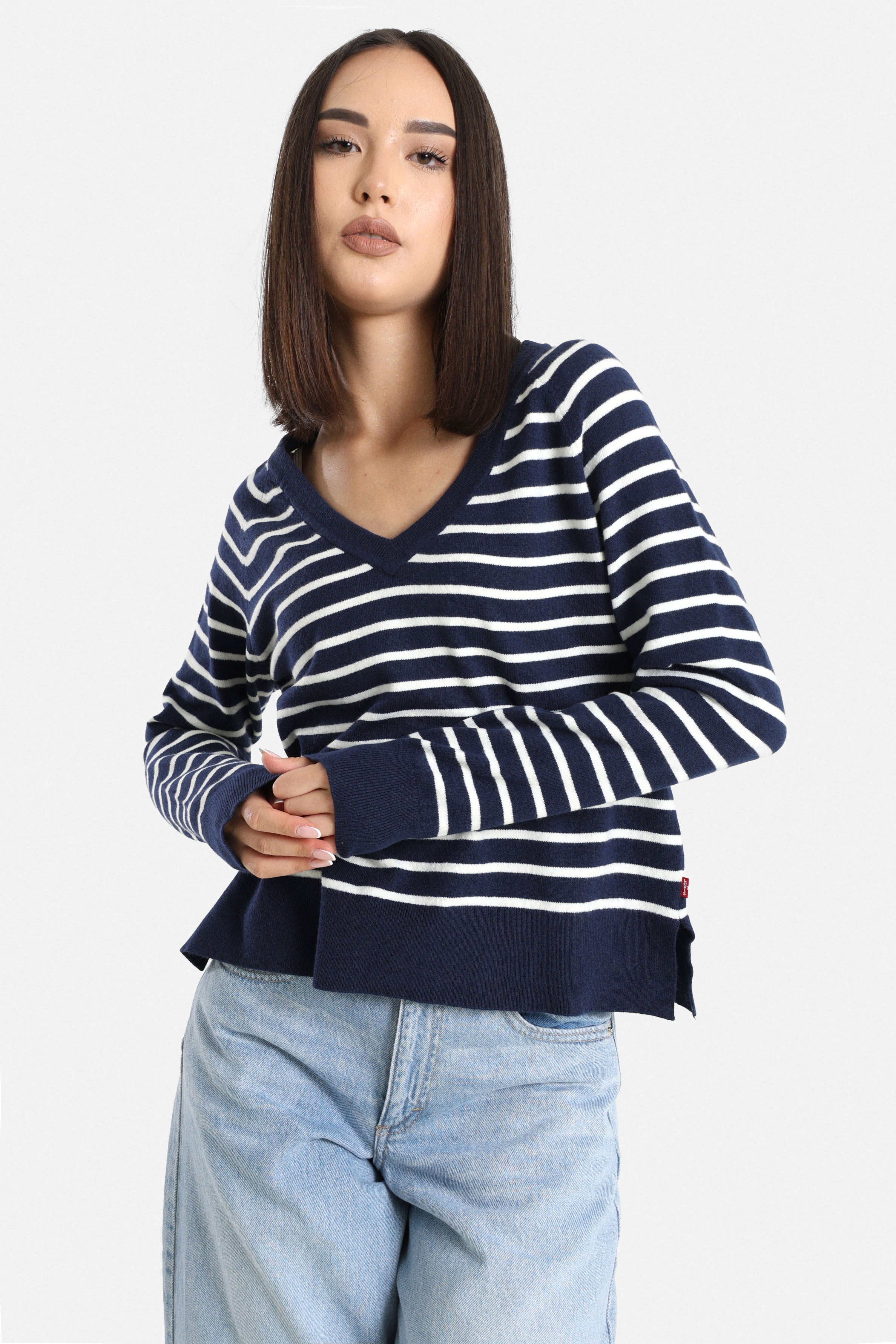 Knitted sweater - Dark Navy + Offwhite