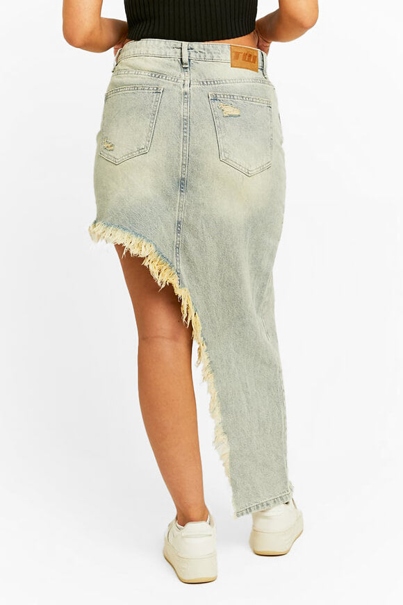 Asymmetric denim skirt - light blue washed