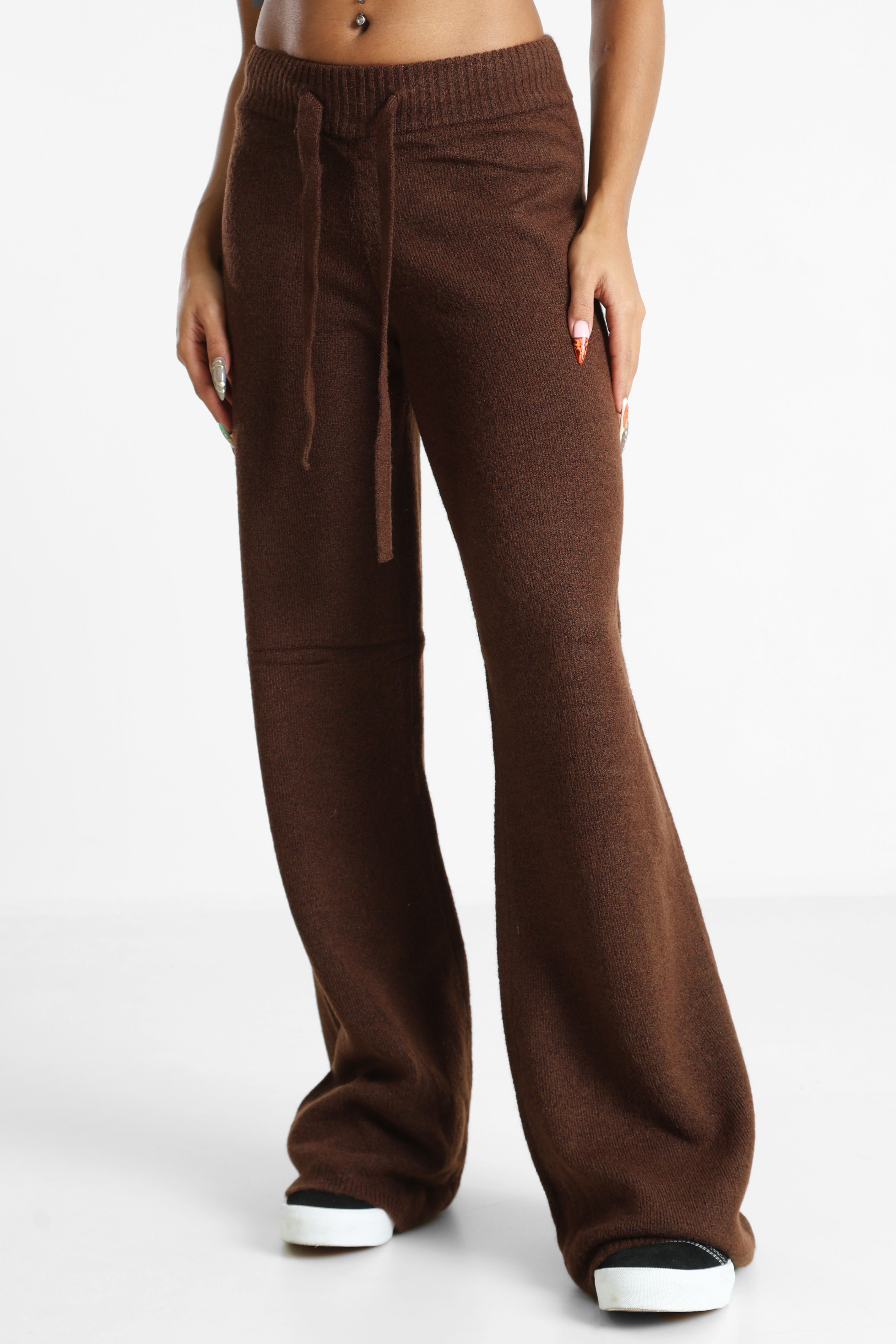 Pantalon en tricot - Brun foncé