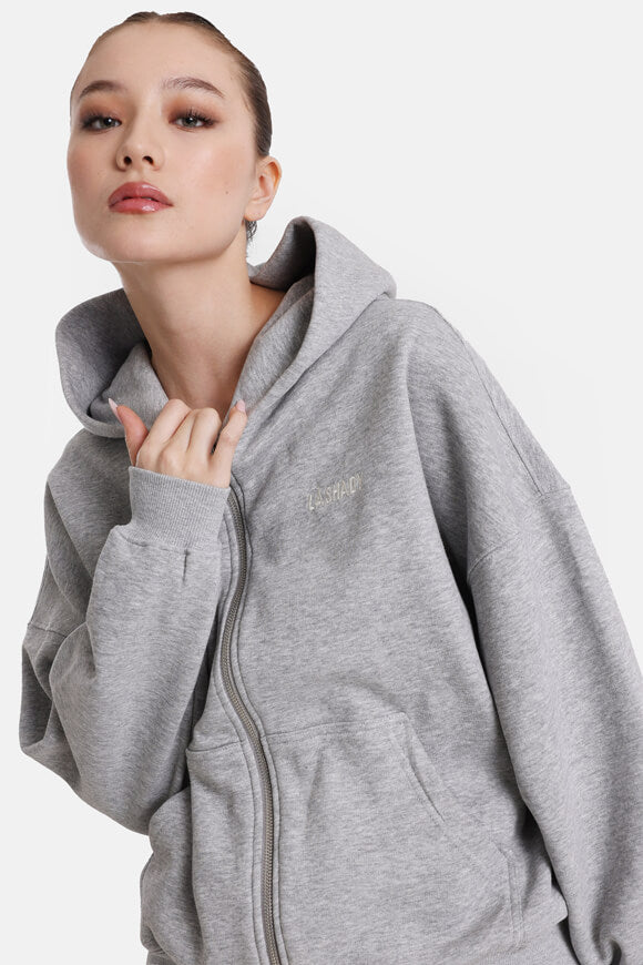 Sweat à capuche oversize - gris clair chiné