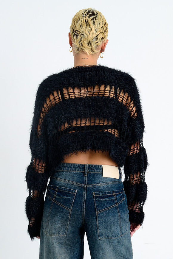 Realm jaquette courte en tricot poilu - Black