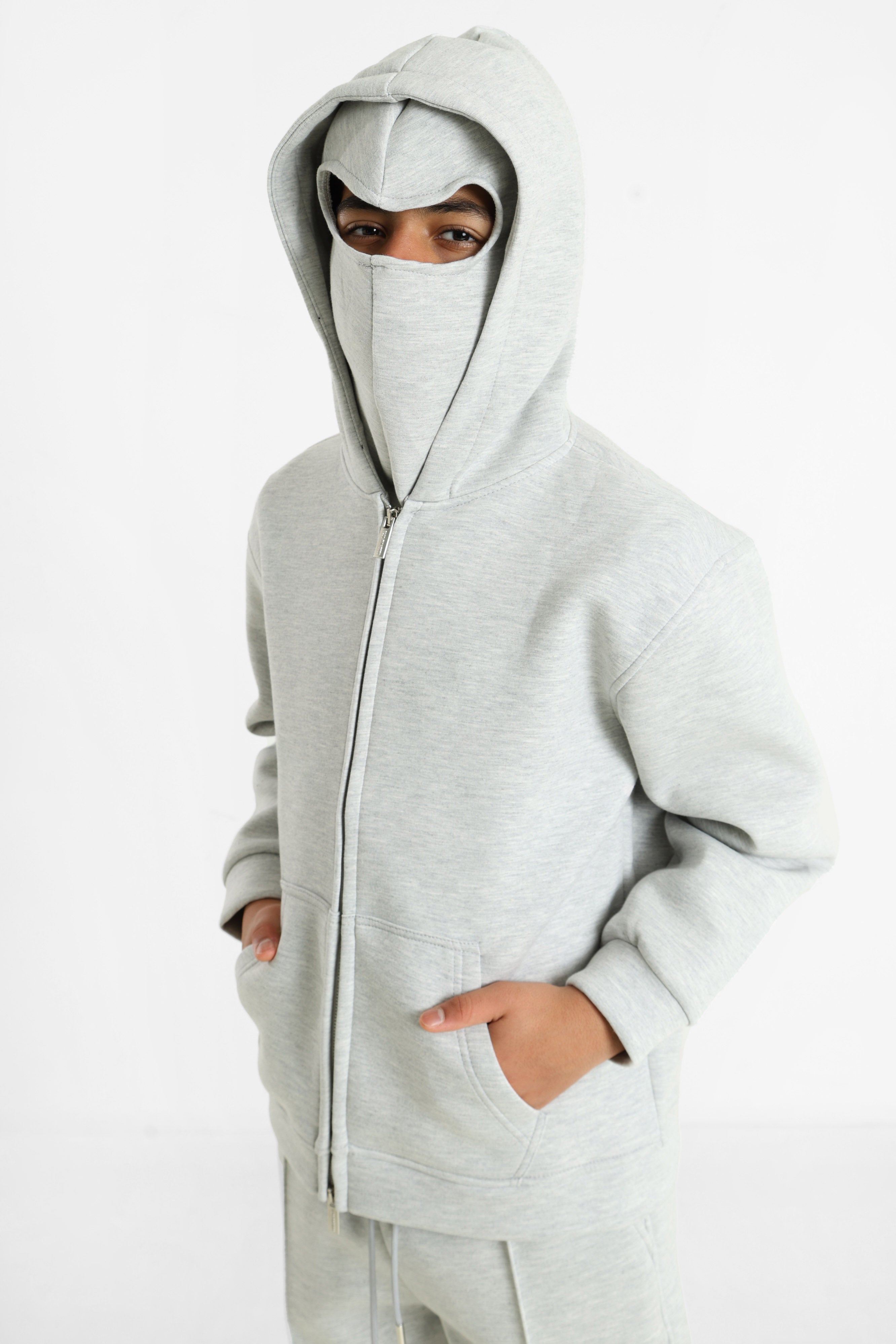 Kapuzensweatjacke - Light Grey Heather