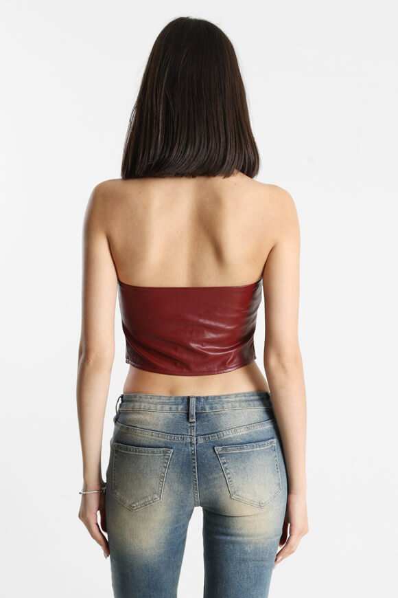 Halter neck faux leather crop top - Bordeaux