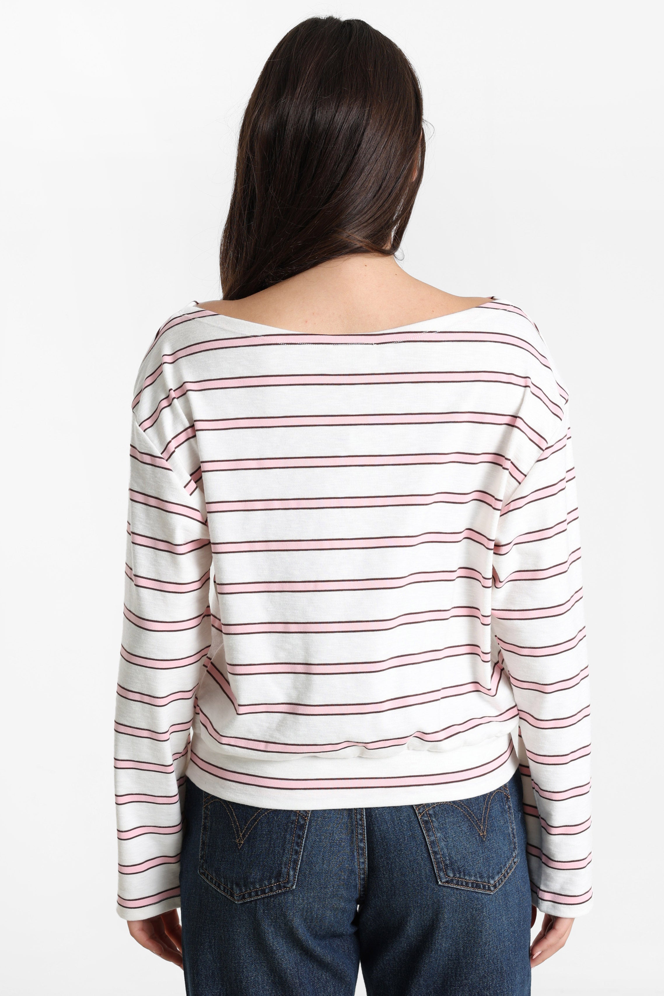 Shirt manches longues - Ecru + Rose
