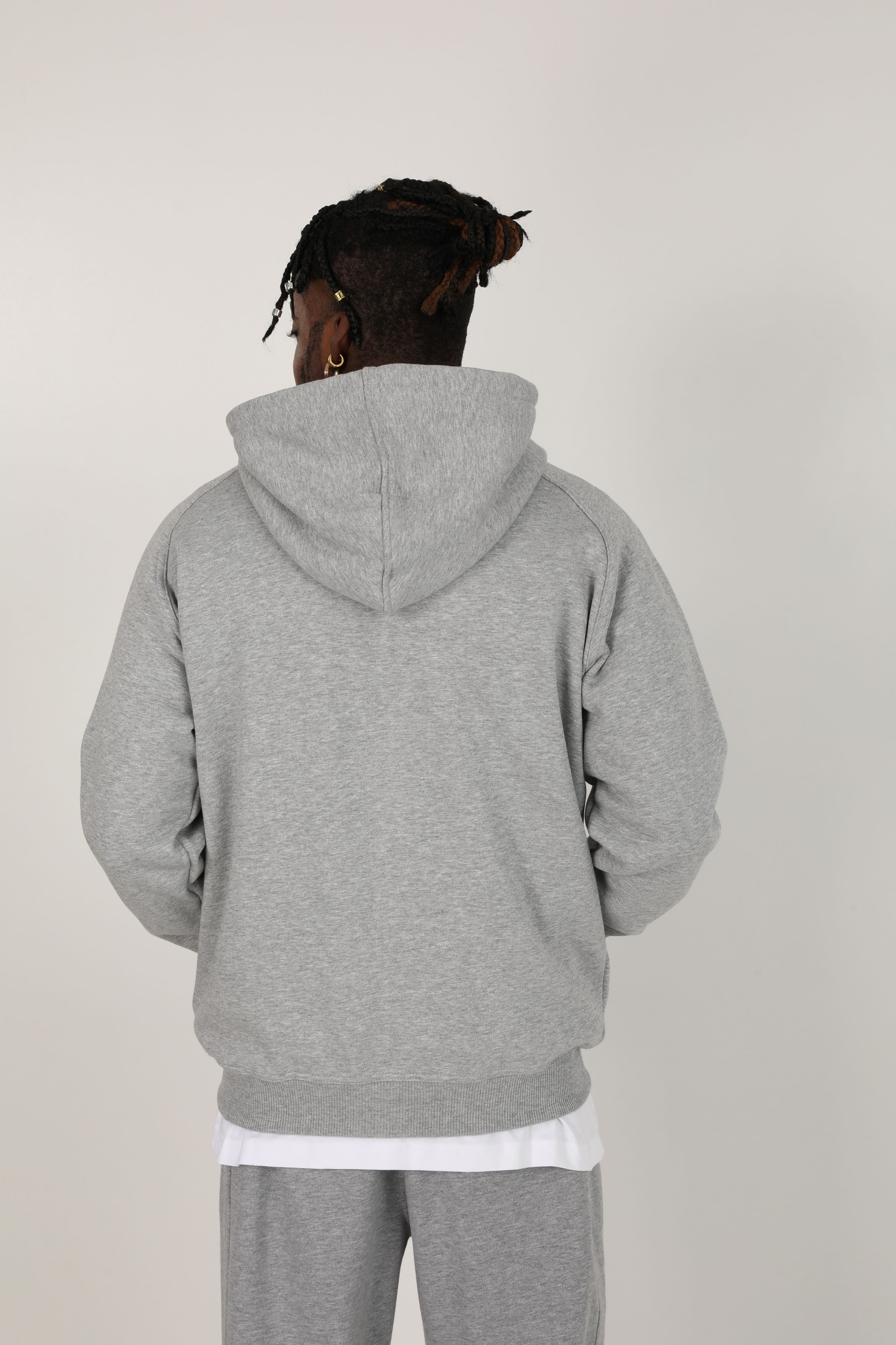 Sweat ample zippé à capuchon - Grey Heather