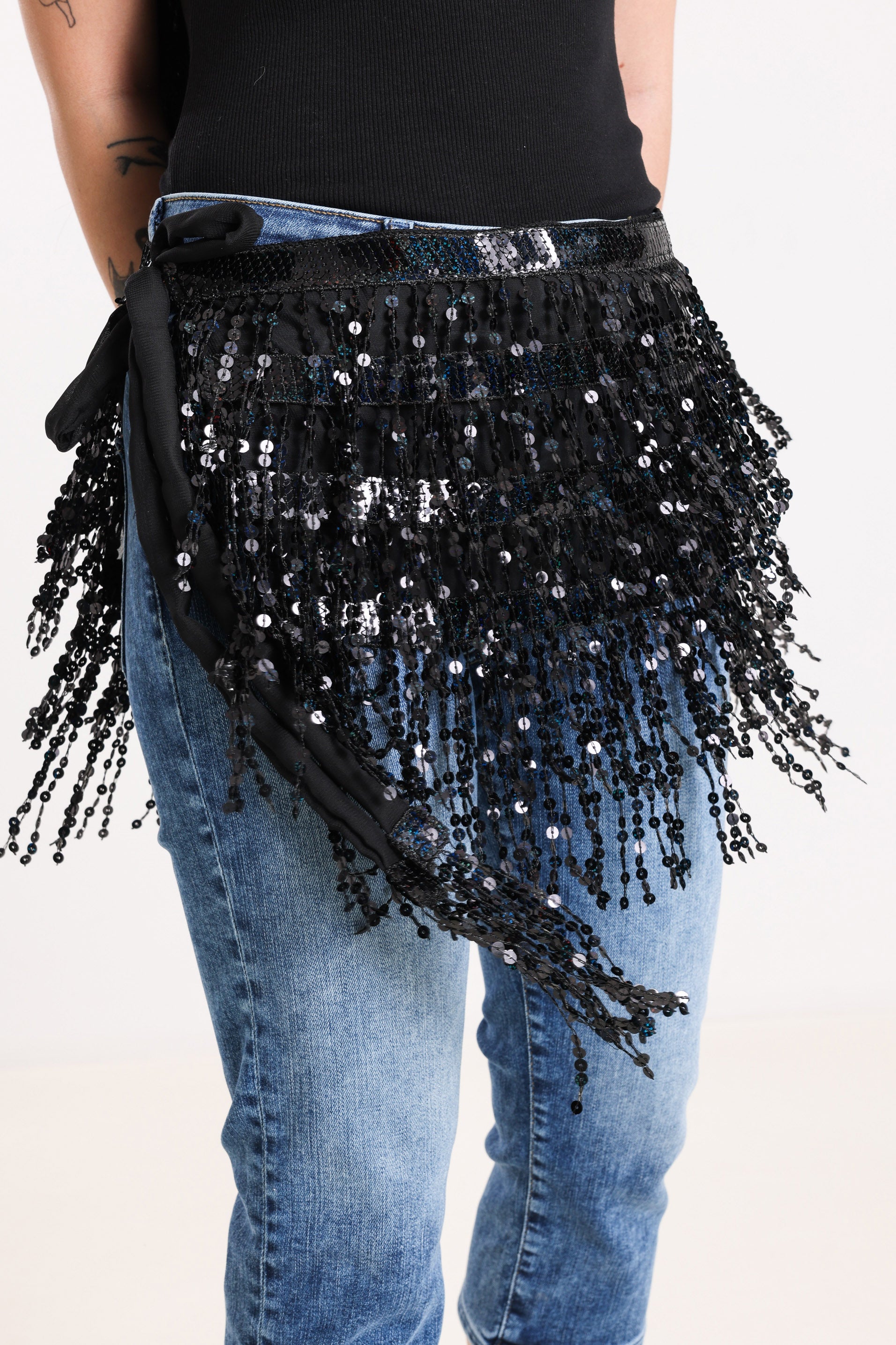 Pailletten-Tuch / Foulard - Black