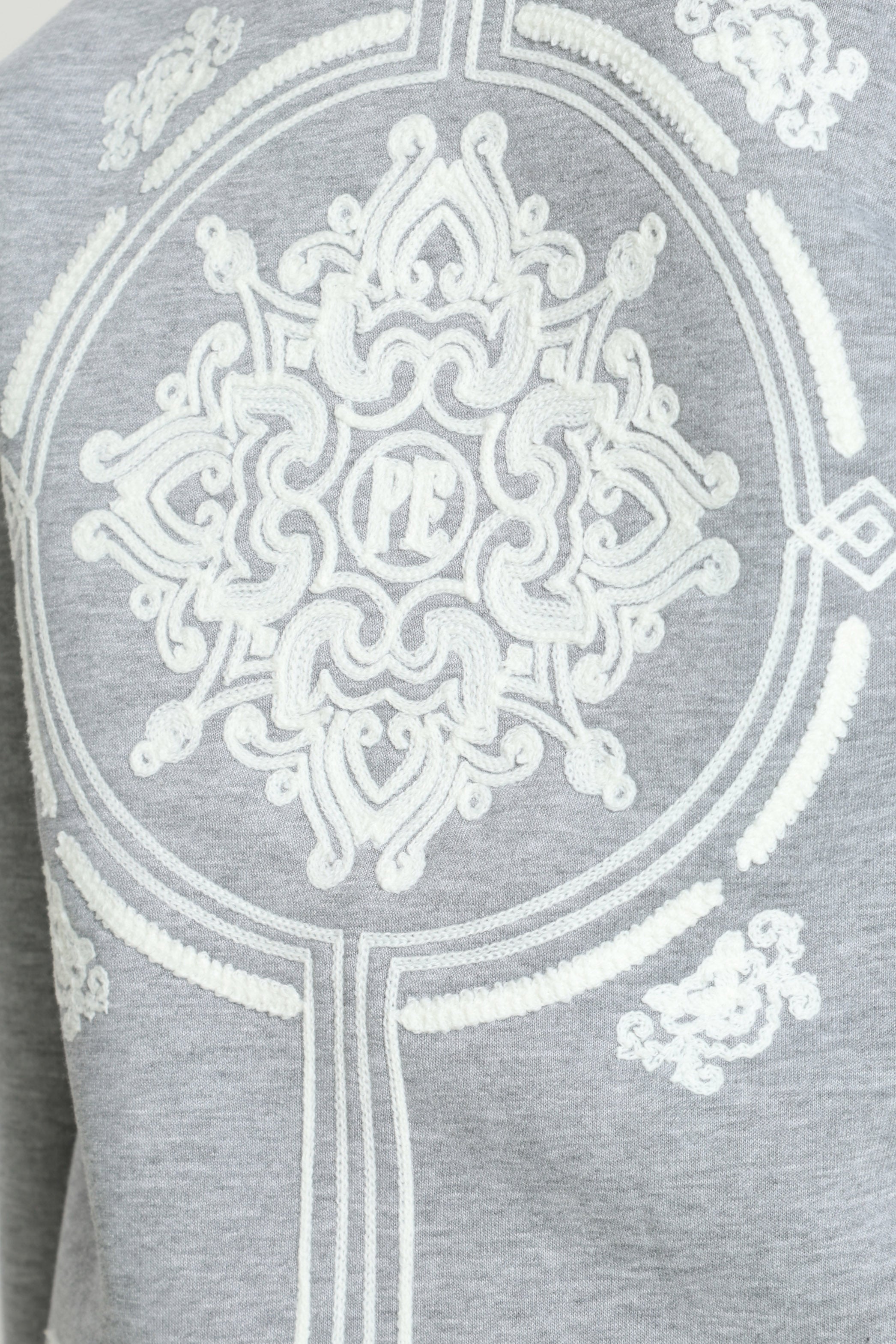 Kapuzensweatjacke - Grey Heather + White