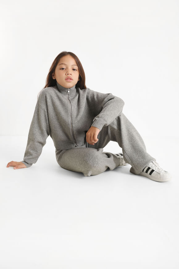 Jaquette ample en tricot - Gris chiné