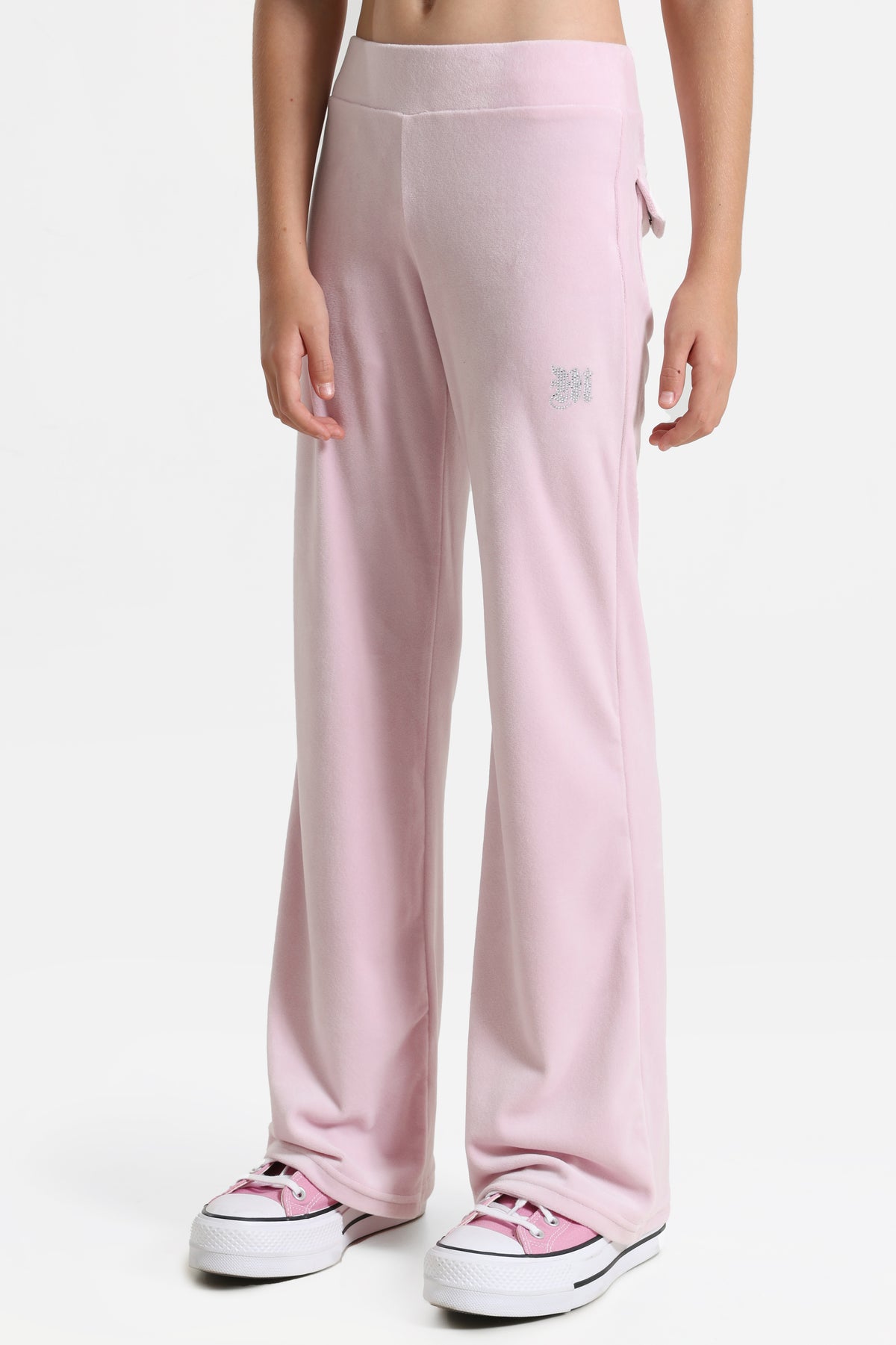 Pantalon flare en velours - Rose clair