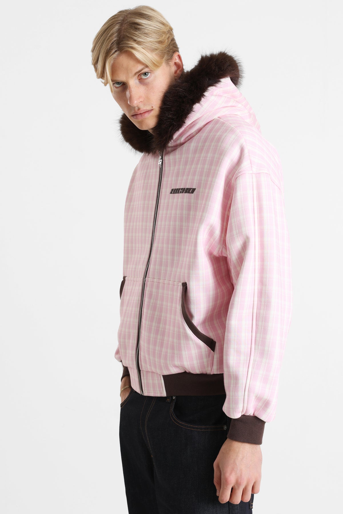 Leichte Bomberjacke - Hellrosa + Offwhite