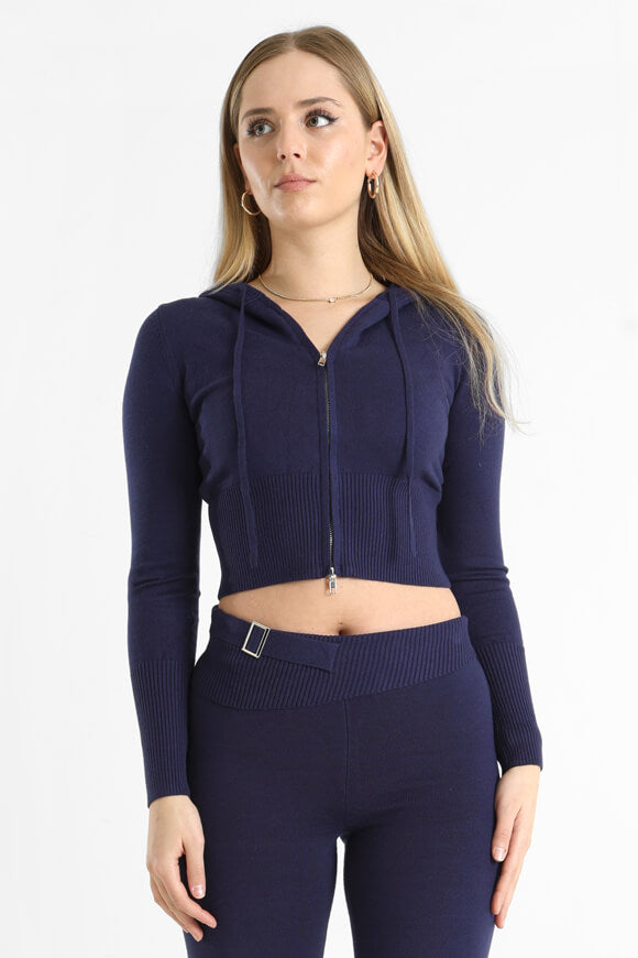Crop Strickjacke - Marineblau