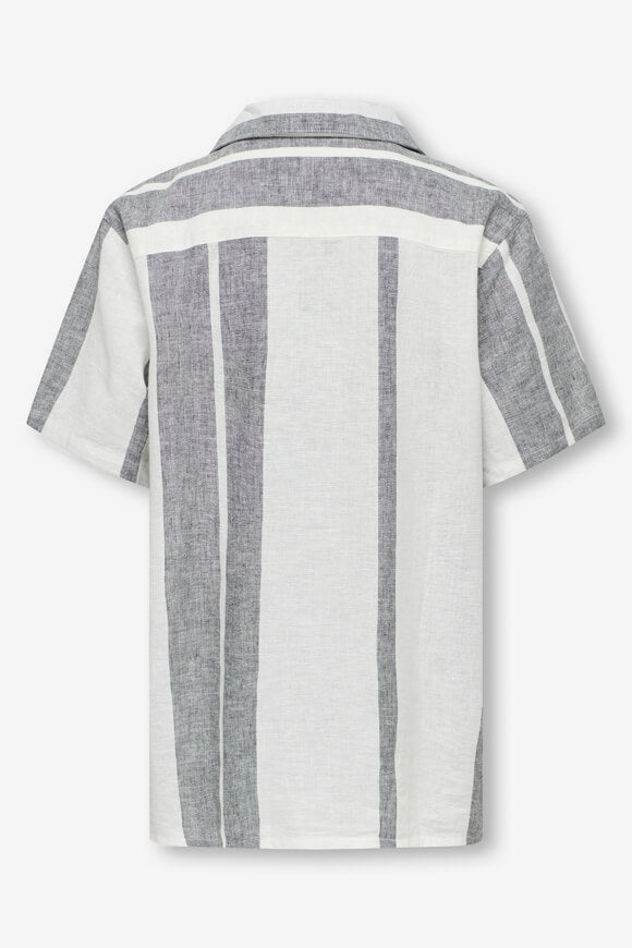 OSJCAIDEN Leinenhemd - Cloud Dancer + Dress Blue