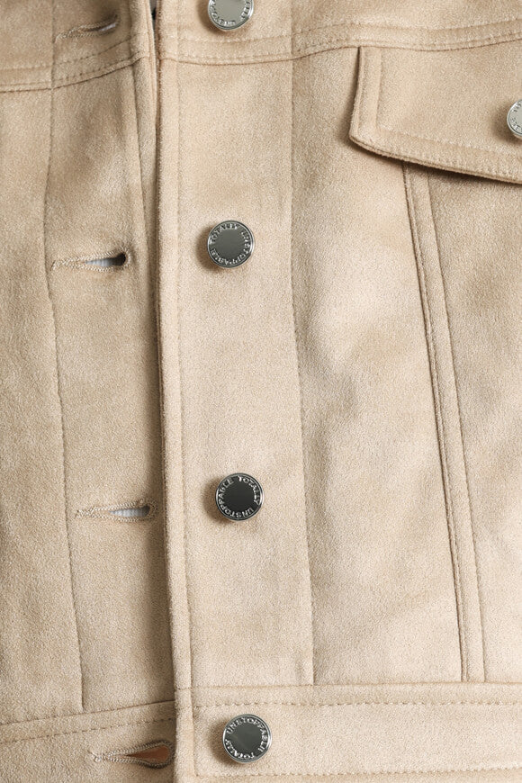 Crop faux suede jacket - Light beige