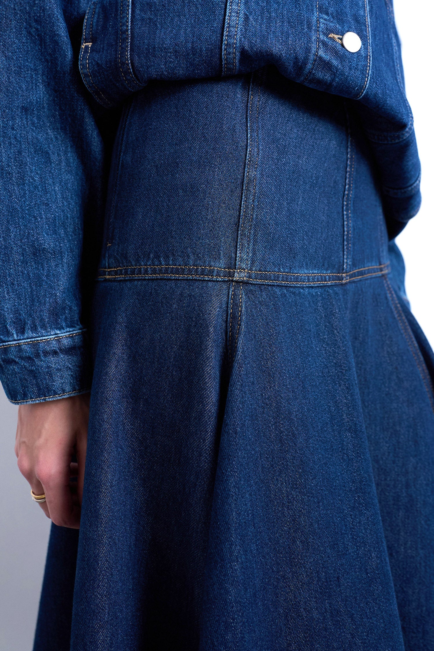 TSLEAH Maxi Jeansrock - Dark Blue Denim