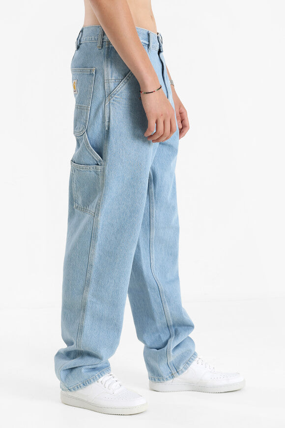 Single Knee Relaxed Straight Fit Jeans L32 - Blue Heavy Stone Bleached