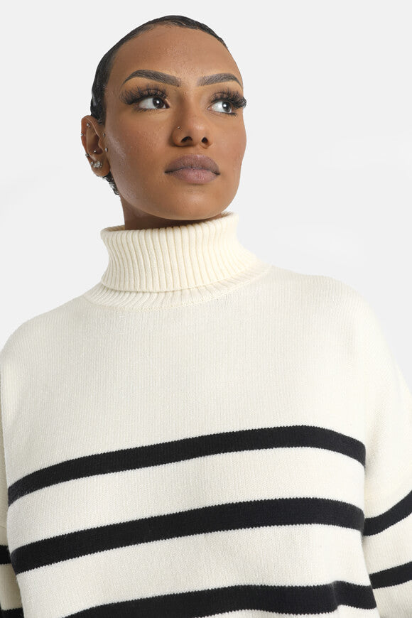 Oversized turtleneck sweater - offwhite + black