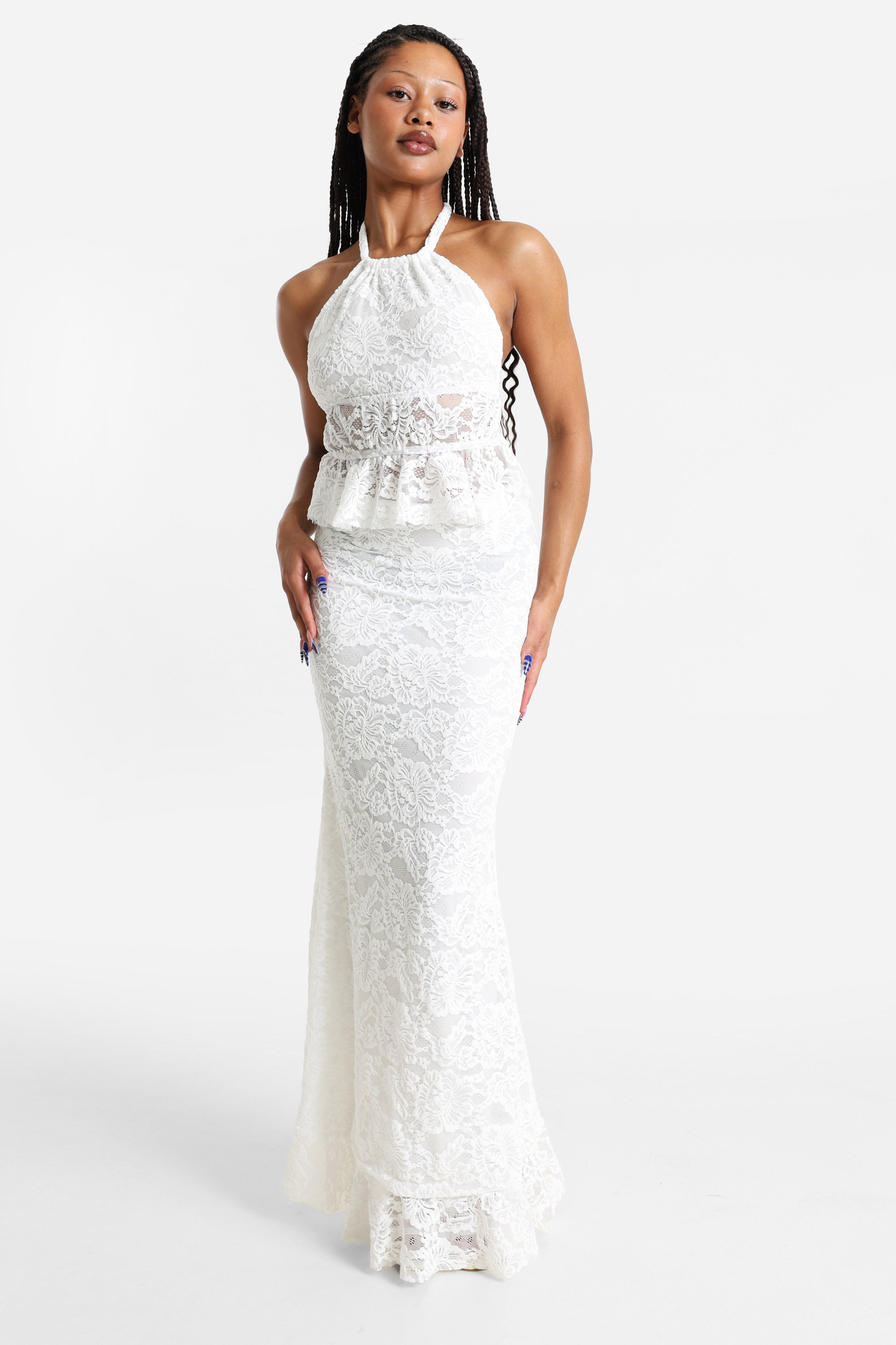Maxi Spitzenrock - White