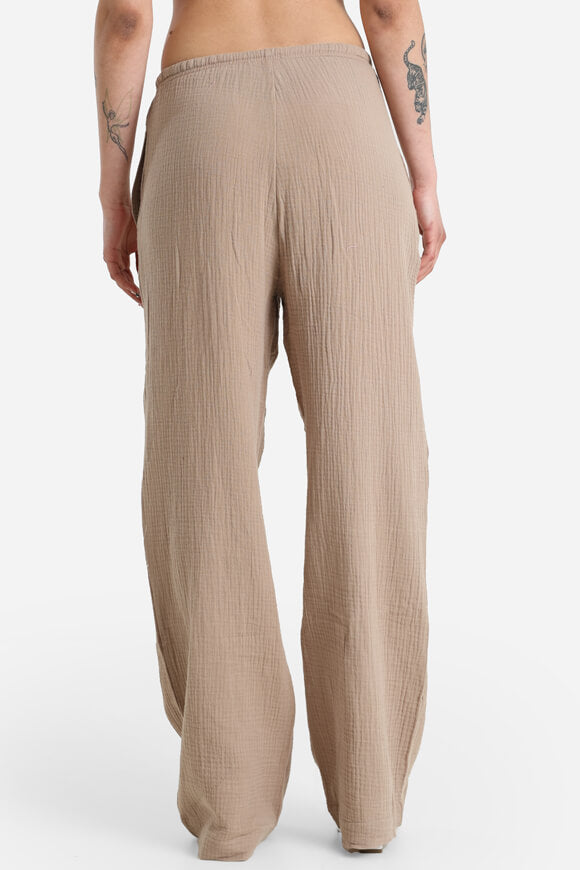 Wide leg muslin trousers - taupe