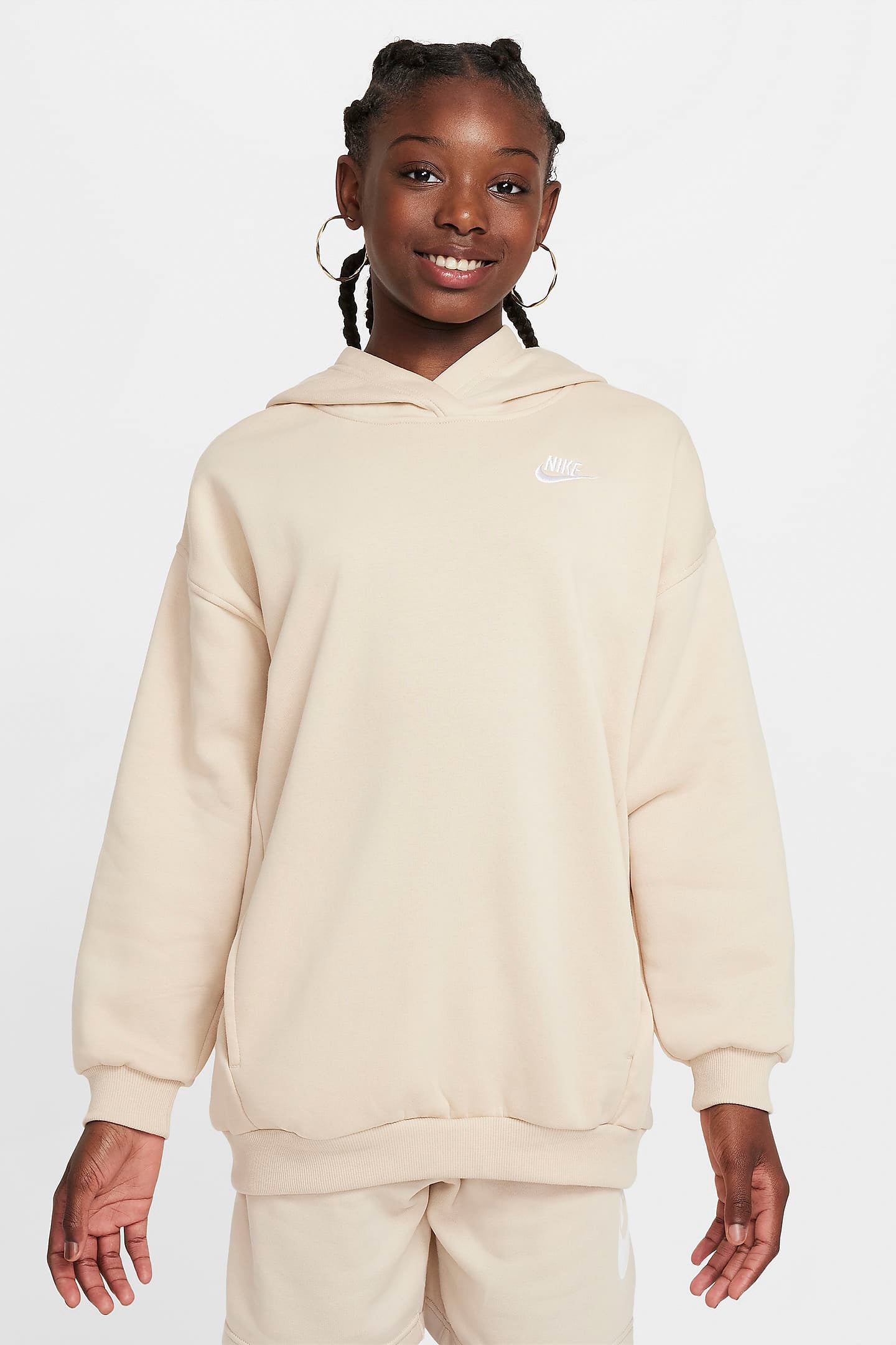 Sportswear Club Fleece sweatshirt ample à capuchon - Sandrift