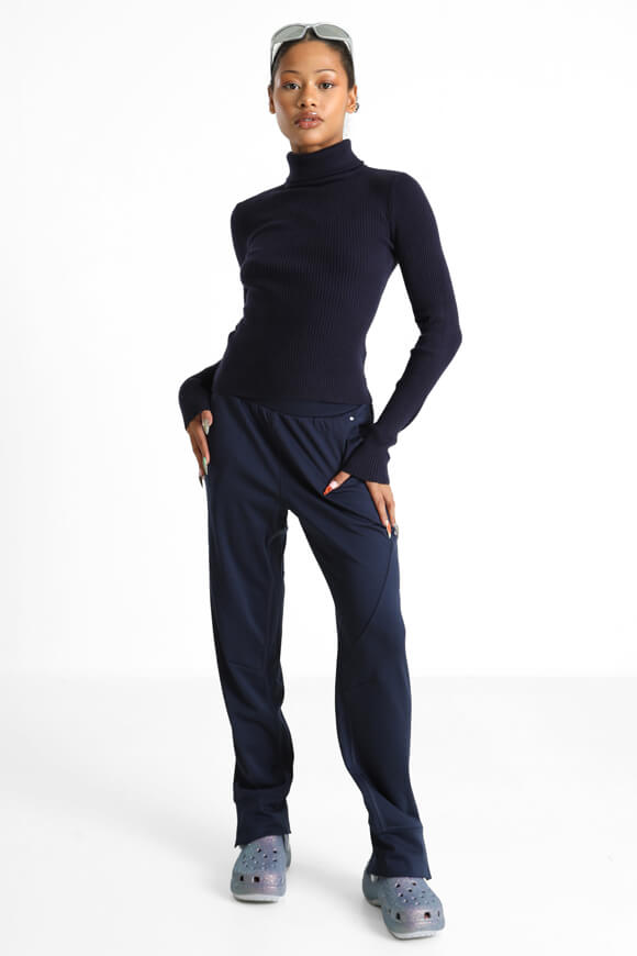Ribbed crop knit sweater - Bleu navy