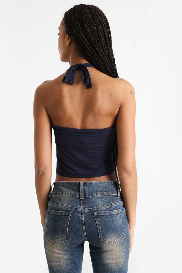 Crop Top dos nu - Bleu marine