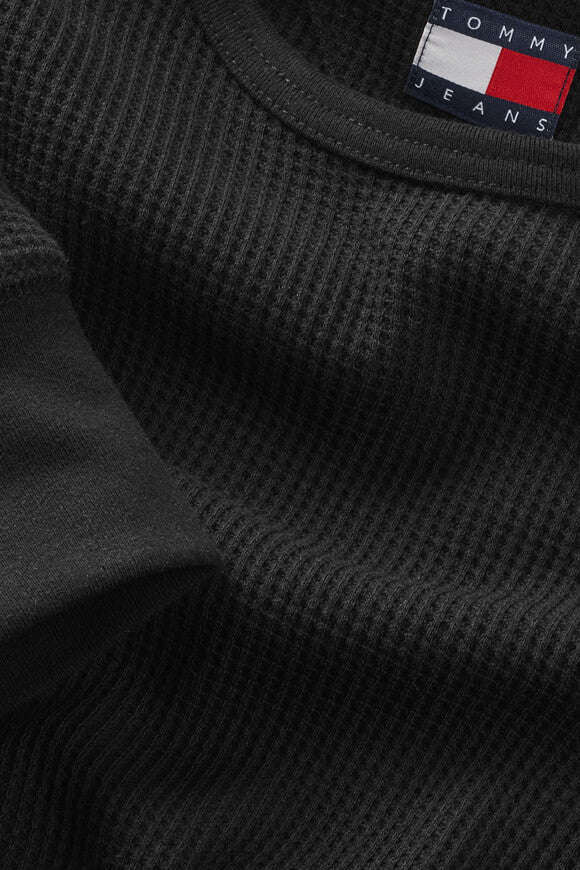 Langarmshirt mit Waffelstruktur - Black