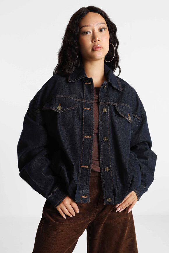 Oversize Jeansjacke - Dark Blue Denim