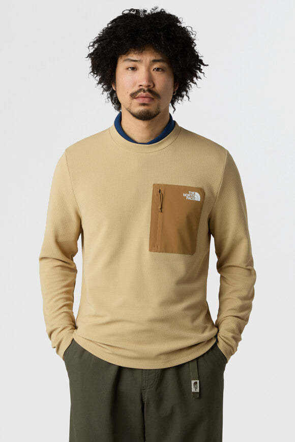 Kecha Langarmshirt mit Waffelstruktur - Khaki Stone + Utility Brown