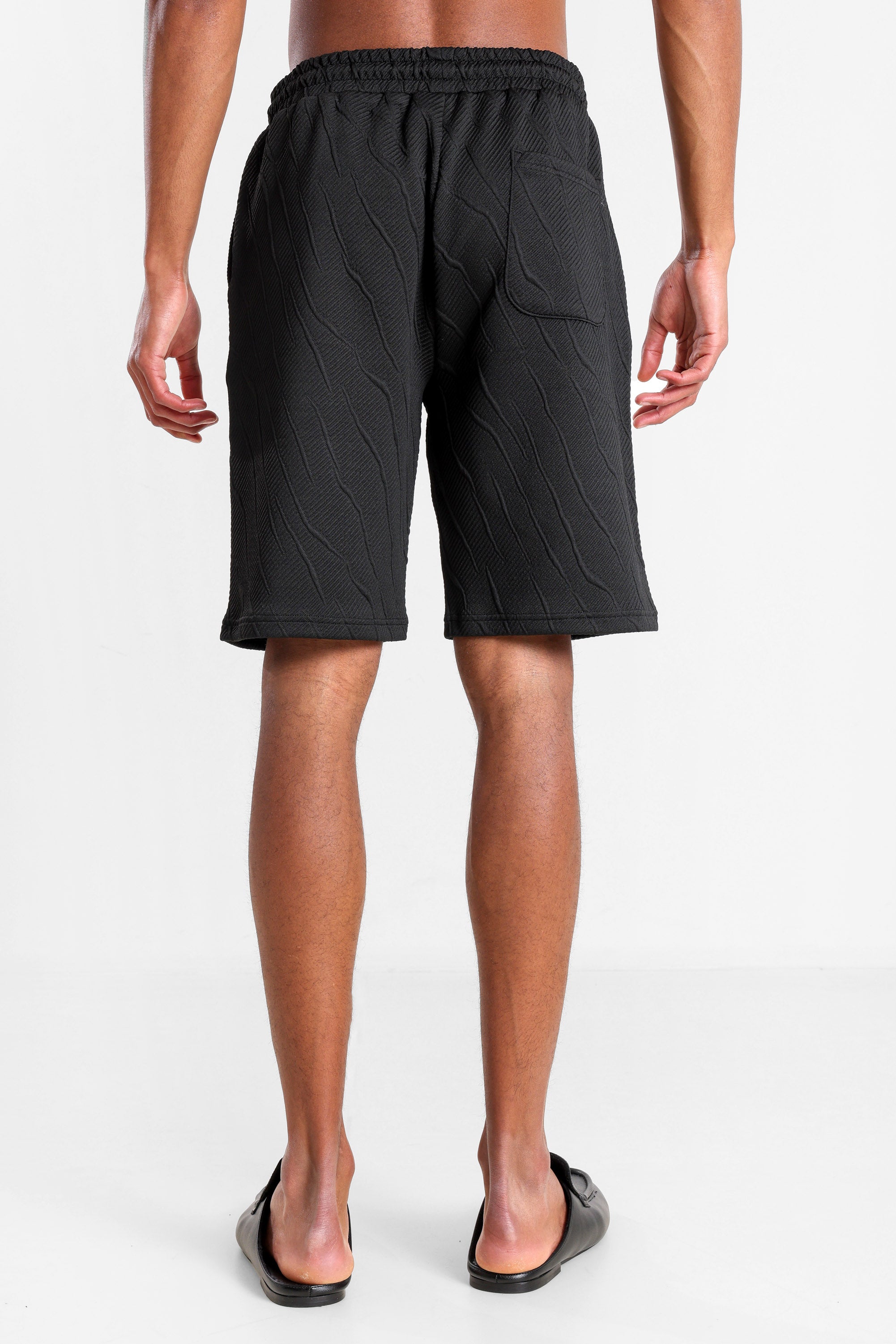 Strukturierte Stoffshorts - Black