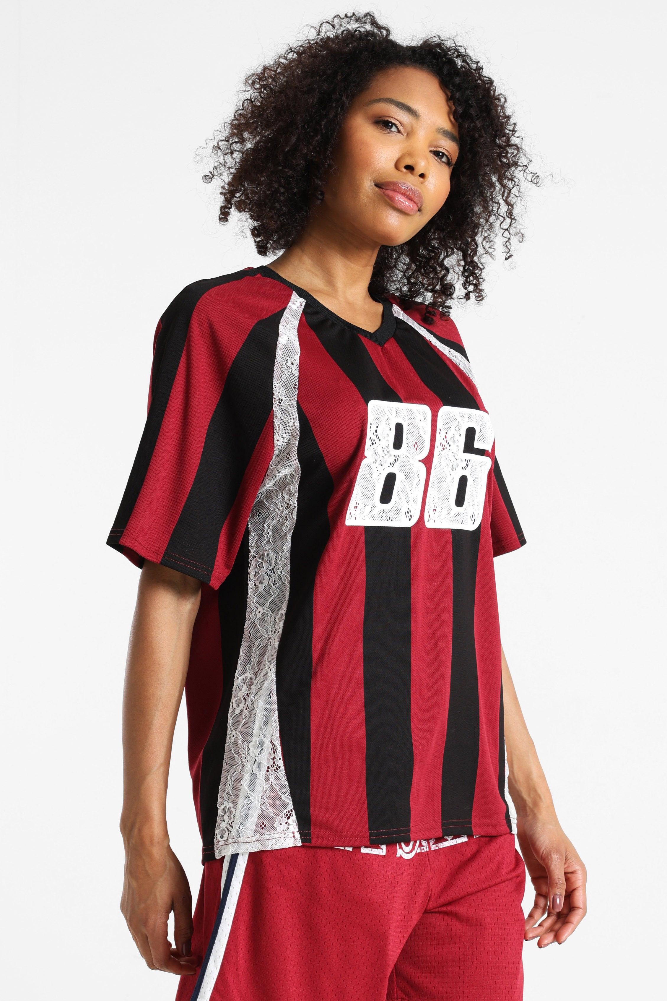 Oversize T-Shirt - Bordeaux + Schwarz