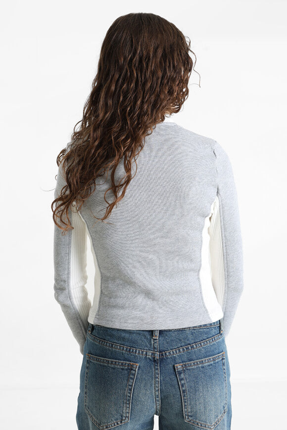 Crop Sweatjacke - Grau meliert