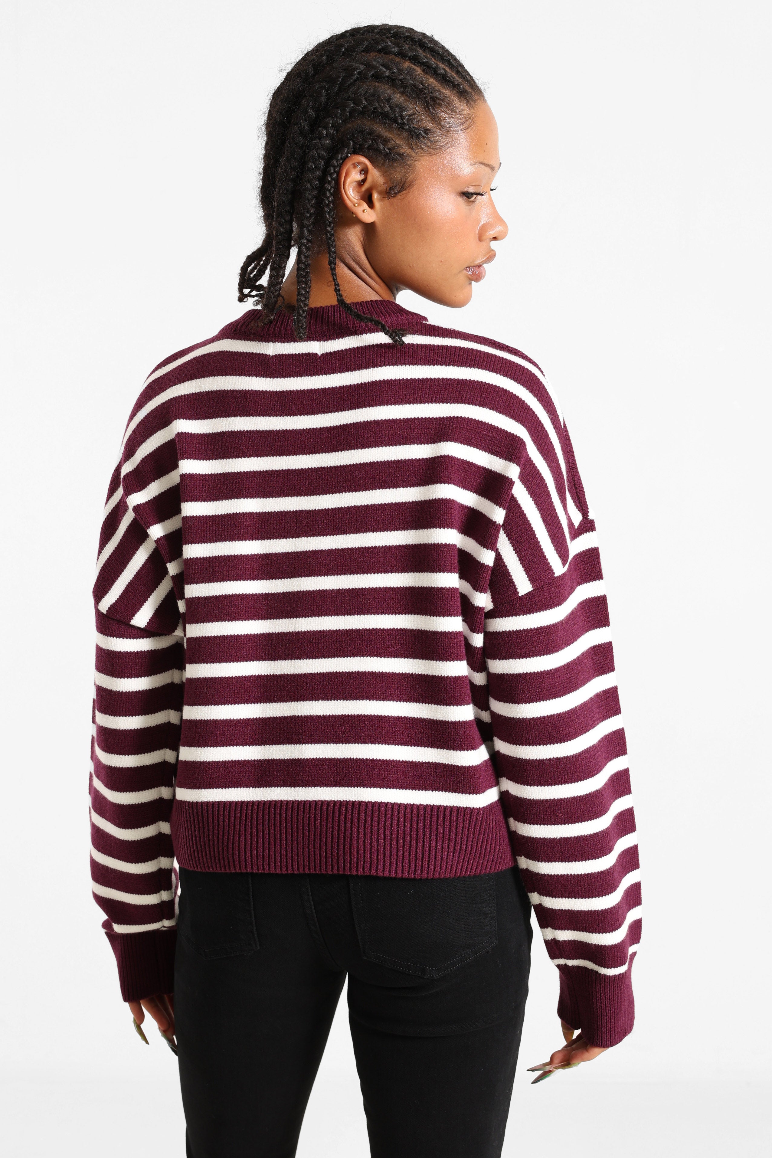 Maglione in maglia - Viola + Bianco
