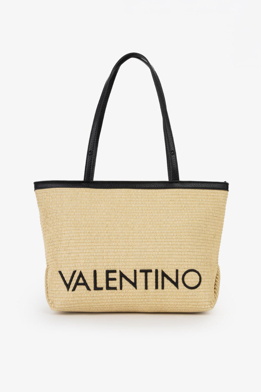 Maiam straw shopper bag - Natural + Black