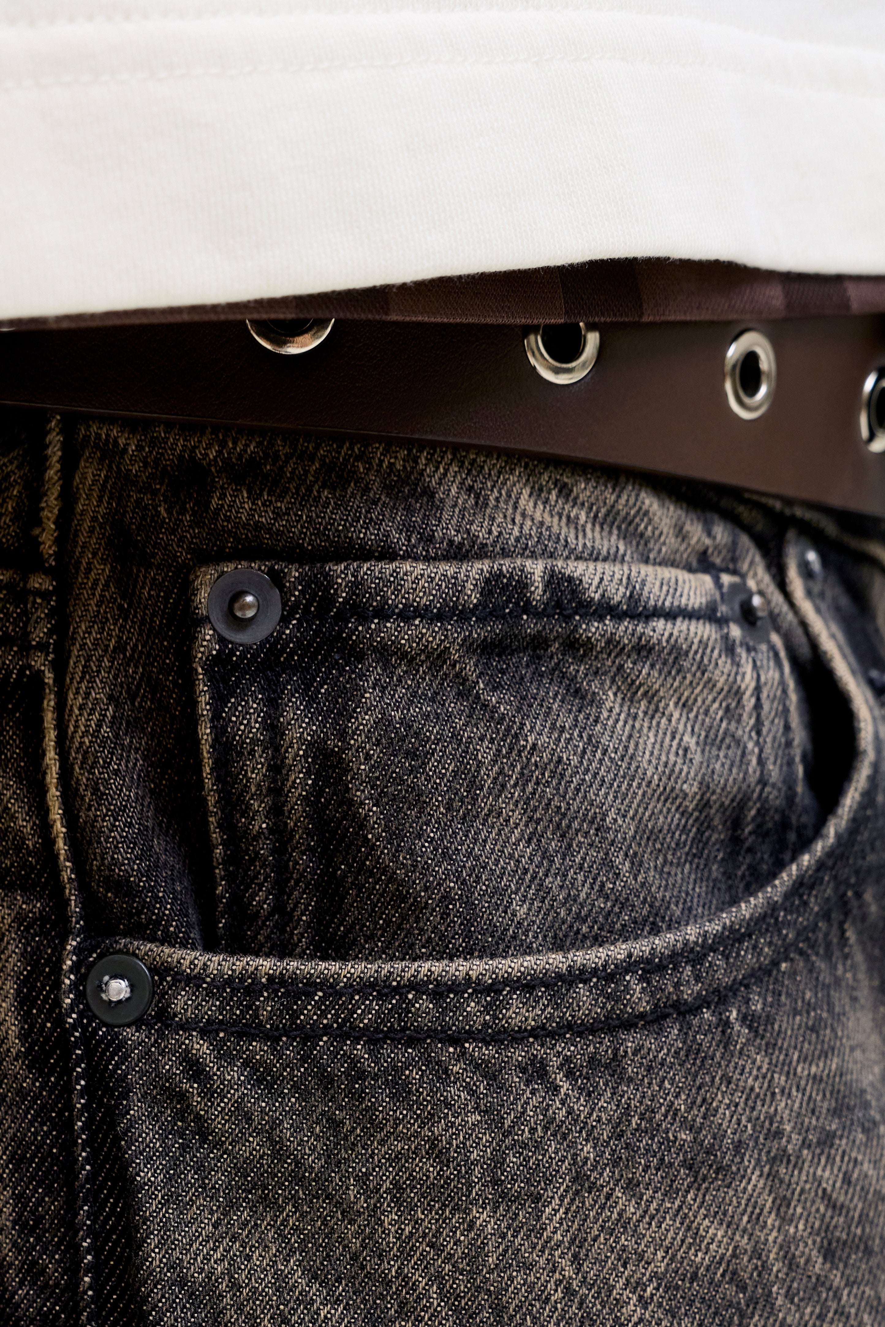 JJIDAVE JJSKEWED Wide Leg Jeans L32 - Black Washed