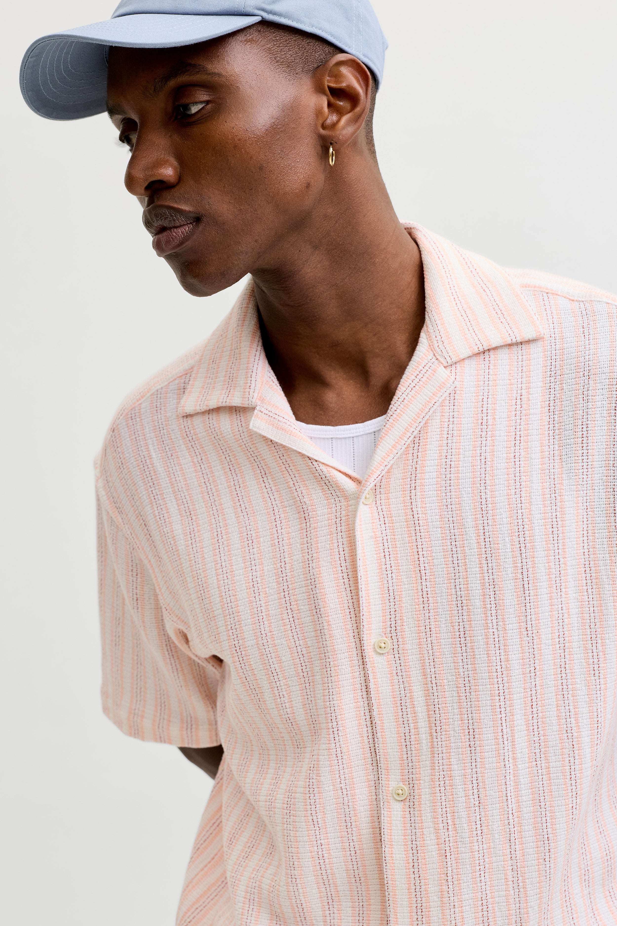 JORCOBA Strukturiertes Oversize Hemd - Peach Melba