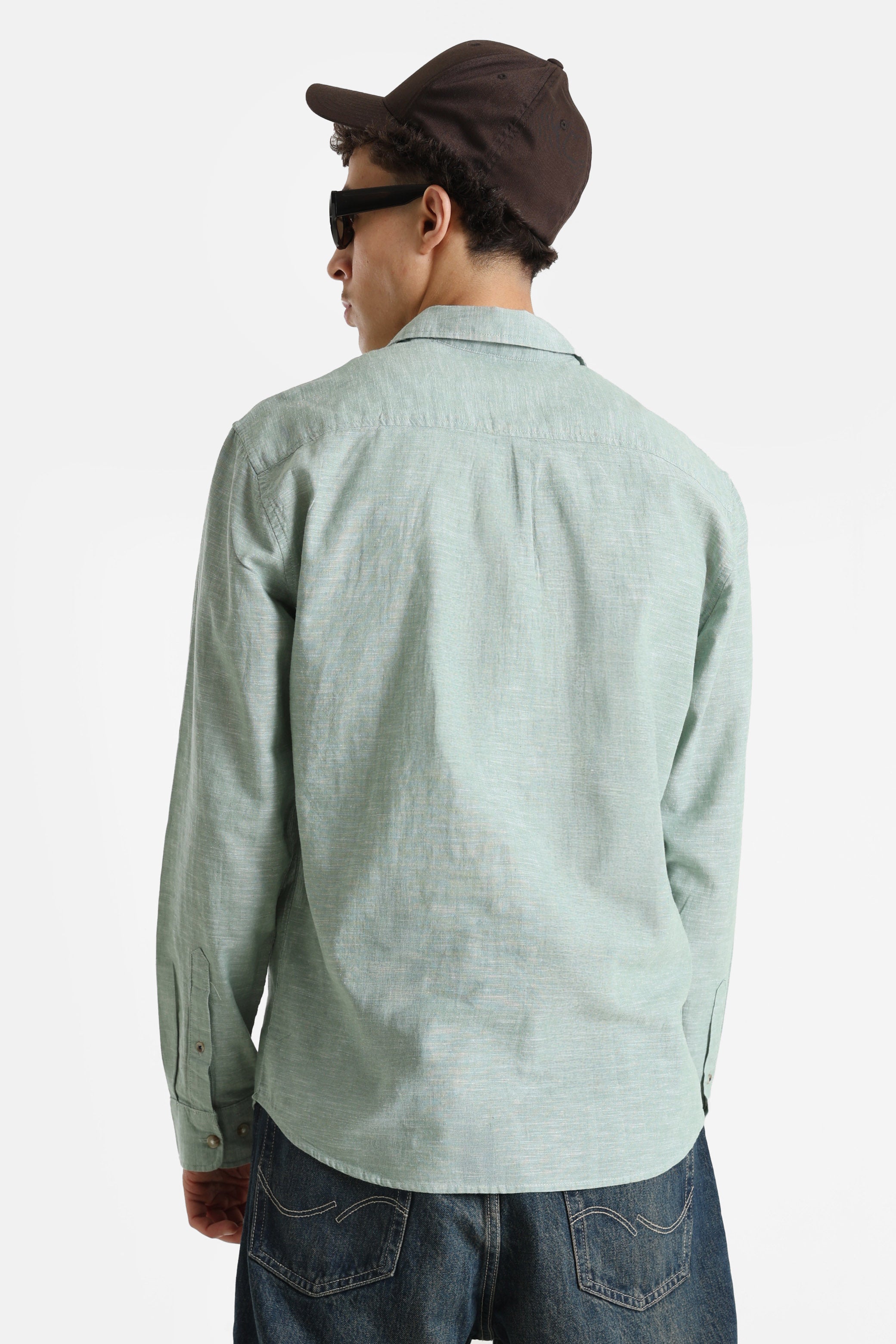 JJESUMMER Leinenhemd - Granite Green