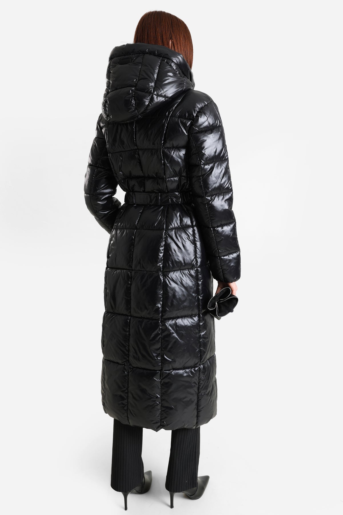 Luella shiny effect quilted coat - Black