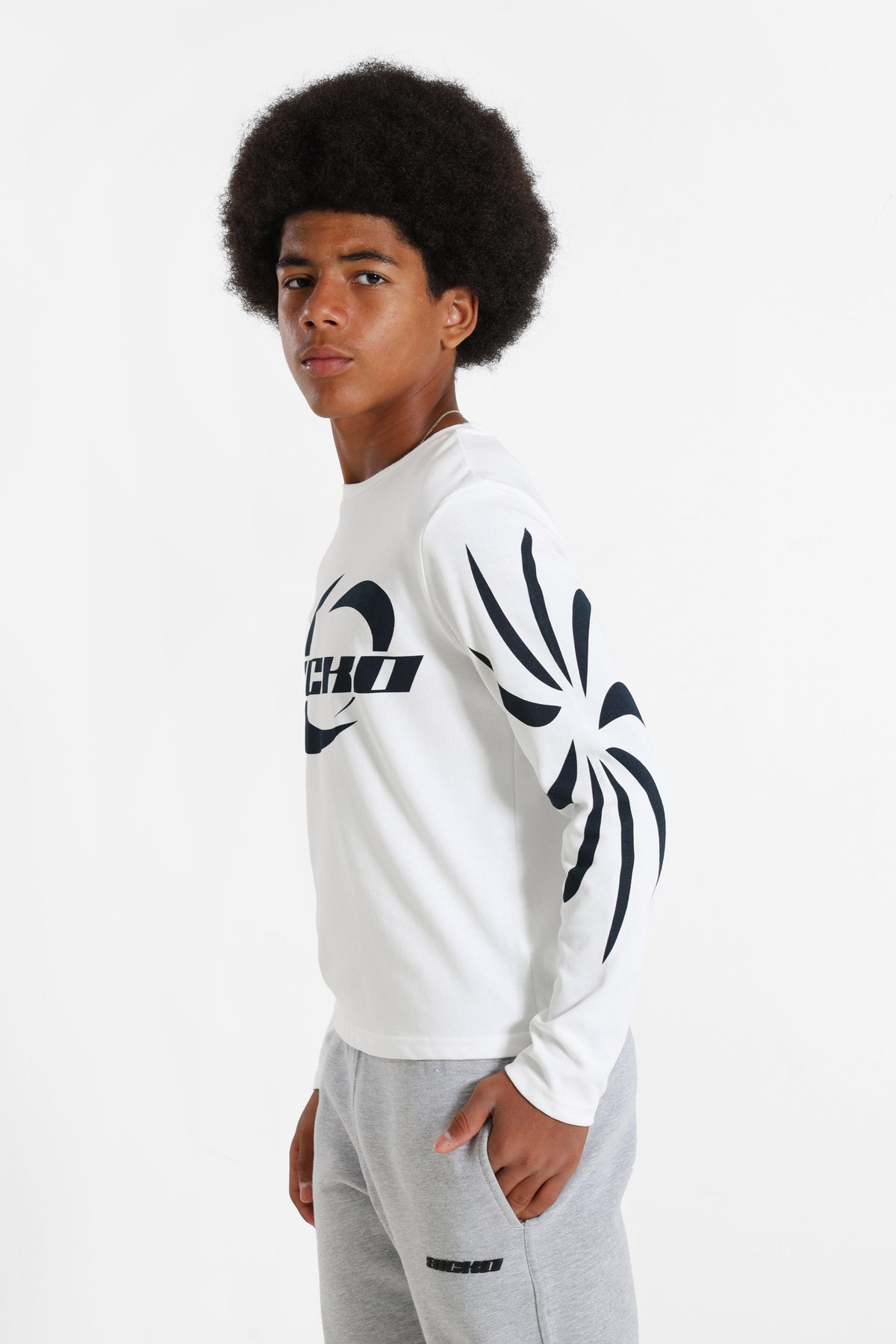Langarmshirt - Offwhite + Marineblau