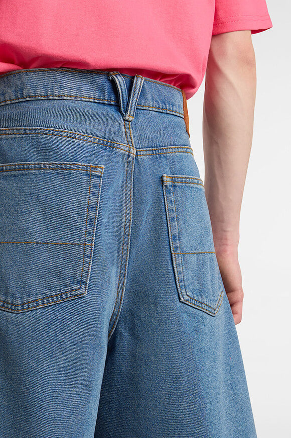 Pantaloncini in denim check-5 baggy fit - stonewash