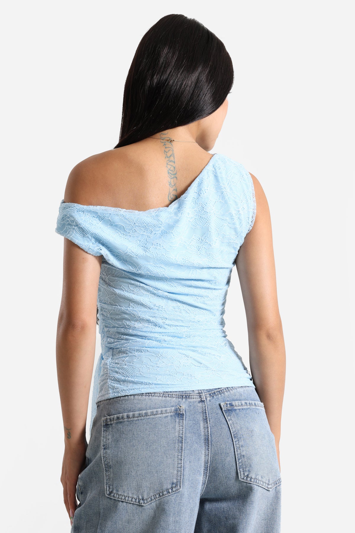 Crop Spitzentop - Hellblau