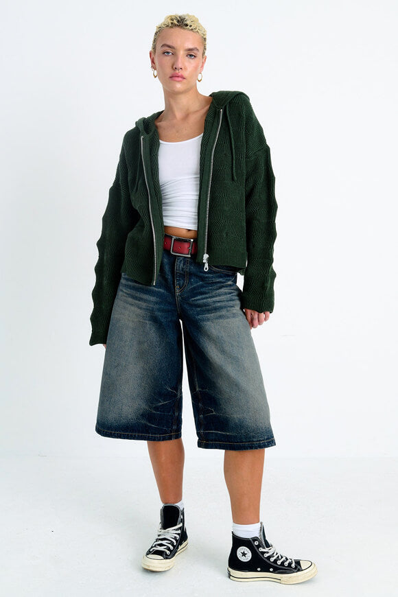 Thing jaquette ample en tricot épais - Dark Green