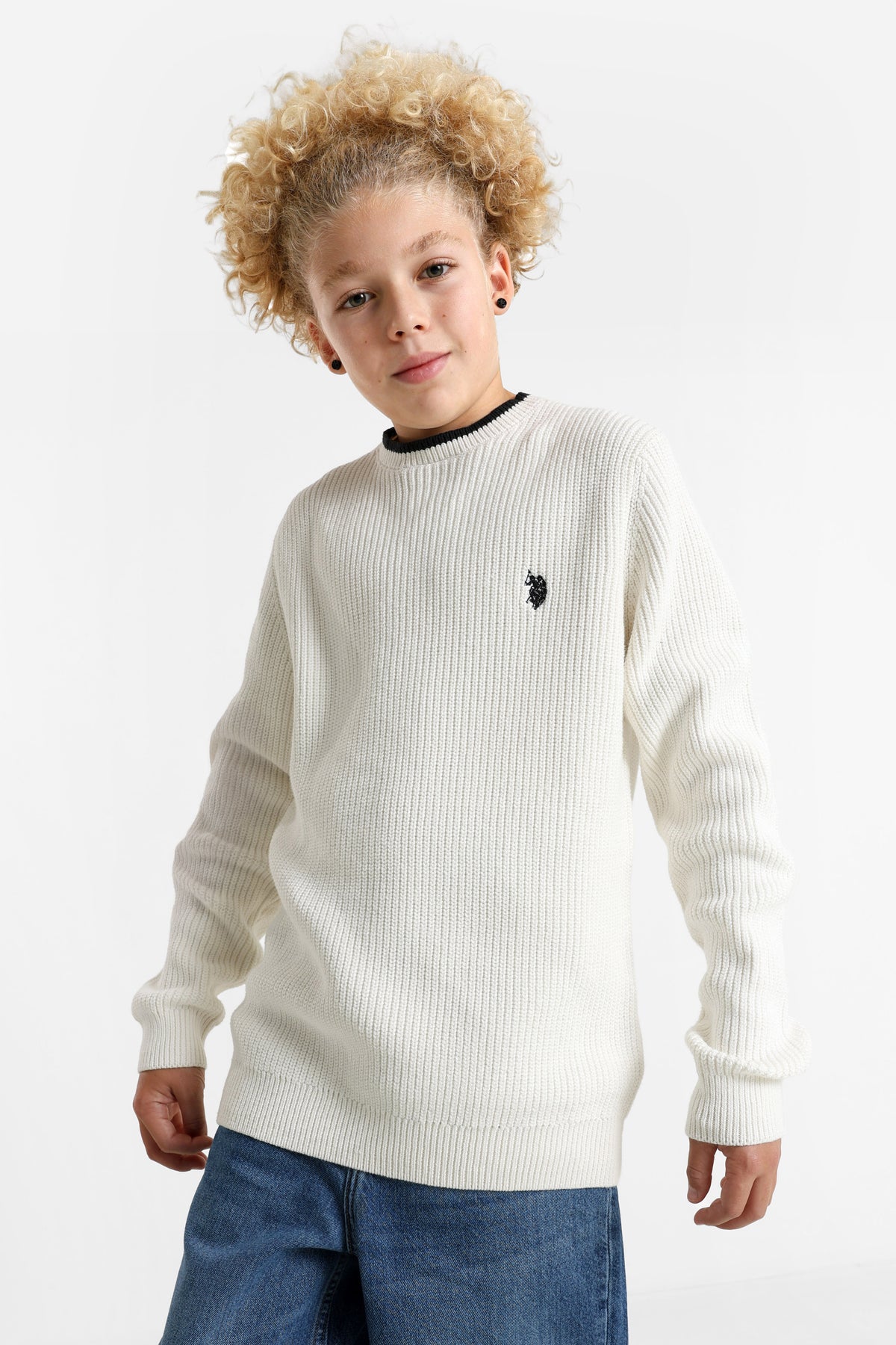 Dray Strickpullover - Offwhite + Black